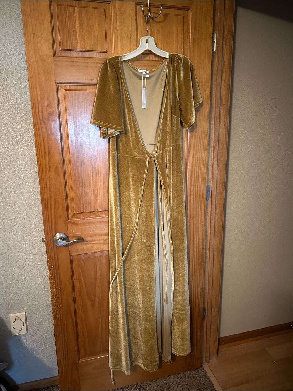 Baltic Born Mustard Gold Velvet Maxi Wrap Dress